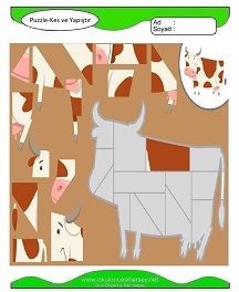 Puzzle Kes Yapıştır Çalışma Sayfaları